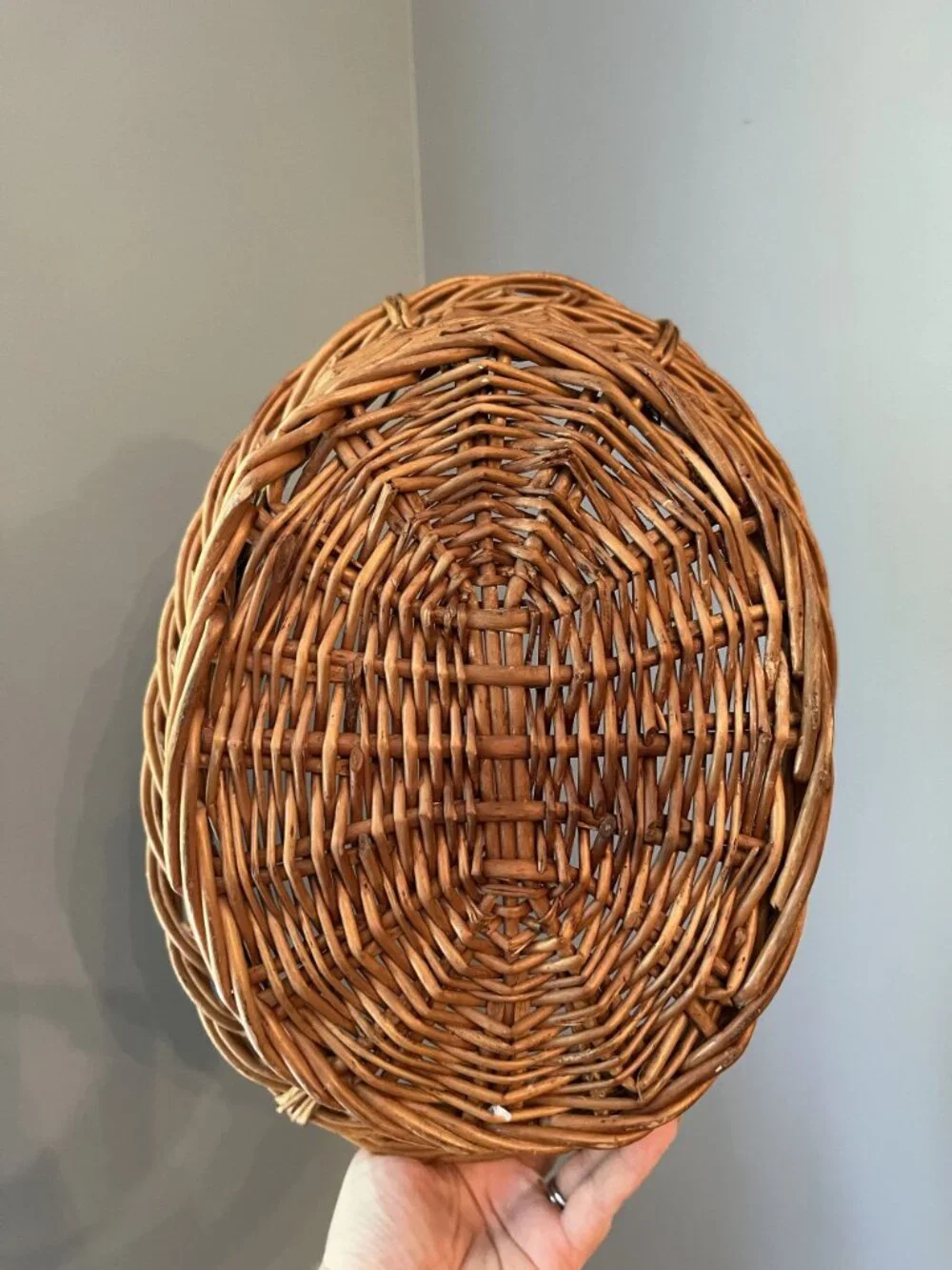 Vintage Wicker Laundry Basket Small Size French Country